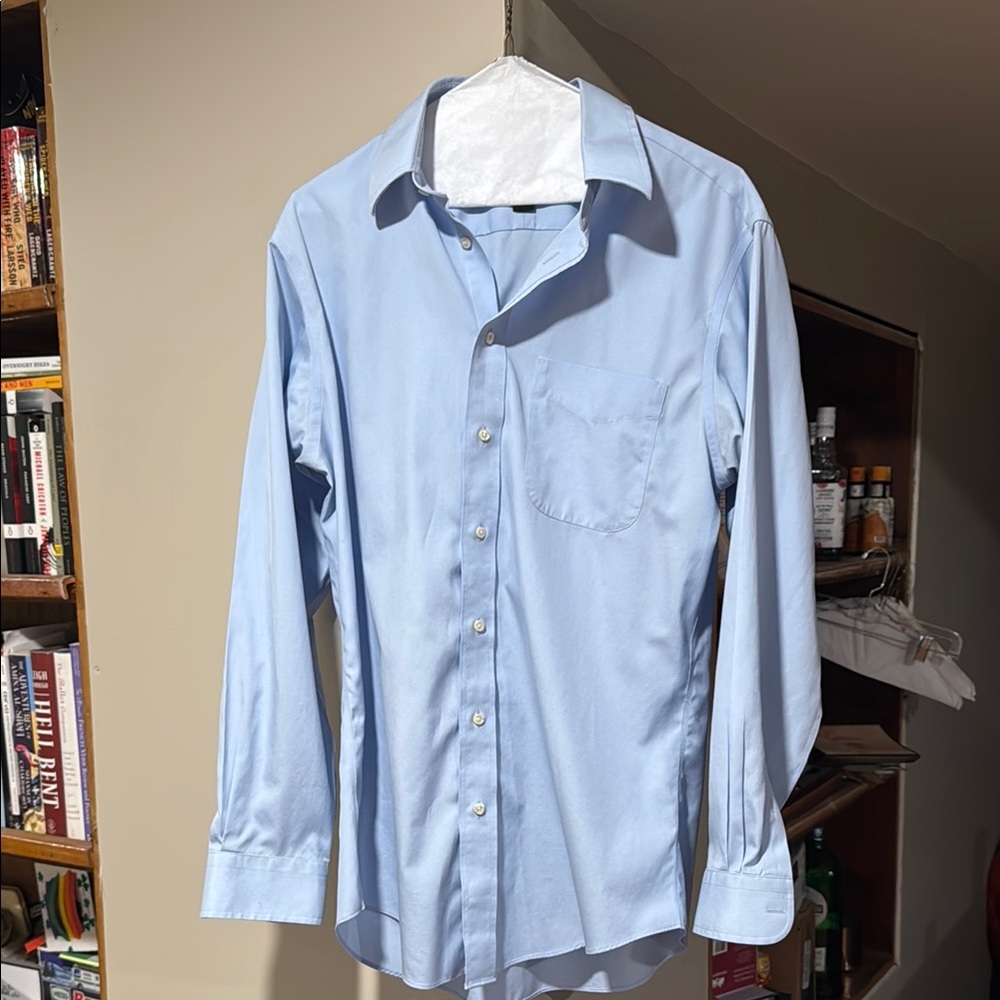 Jos A Bank Tailored Fit 15 1/2 -34 Light Blue Dress Shirt